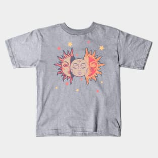 Star child of the moon and sun (matte greyish green bg, matte 1 version) Kids T-Shirt